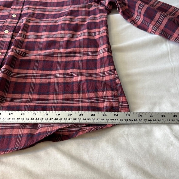 IZOD Saltwater Men's Long Sleeve Plaid Casual Button Up Shirt Red/Wine X-Large - Picture 13 of 14